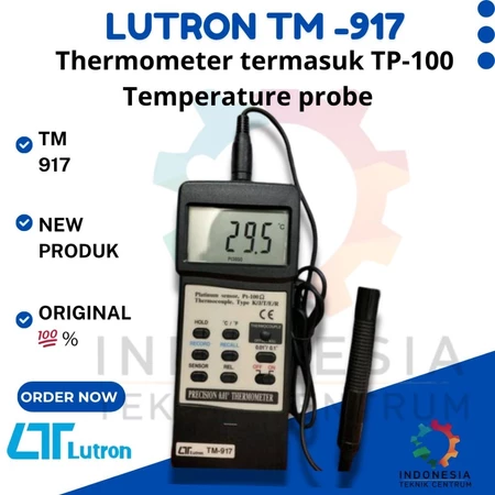 Lutron TM-917 Thermometer dengan TP-100 Temperature Probe alat ukur temperatur digital