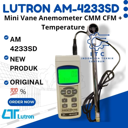 Lutron AM-4233SD Mini Vane Anemometer CMM CFM dan Temperature