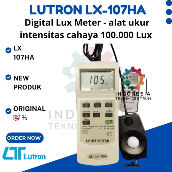 LUTRON LX-107HA Digital Lux Meter - alat ukur intensitas cahaya 100.000 Lux LUTRON LX-107HA Digital Lux Meter - alat ukur intensitas cahaya 100.000 Lux