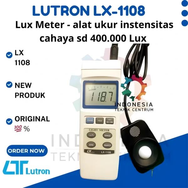 Lutron LX-1108 Lux Meter - alat ukur instensitas cahaya sd 400.000 Lux Lutron LX-1108 Lux Meter - alat ukur instensitas cahaya sd 400.000 Lux