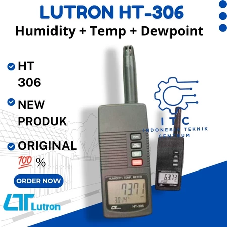 Lutron HT-306 Humidity + Temp + Dewpoint Meter – Alat Ukur Kelembapan, Suhu, dan Titik Embun Profesional