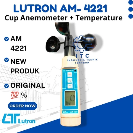 Lutron AM-4221 Cup Anemometer + Temperature – Alat Ukur Kecepatan Angin dan Suhu