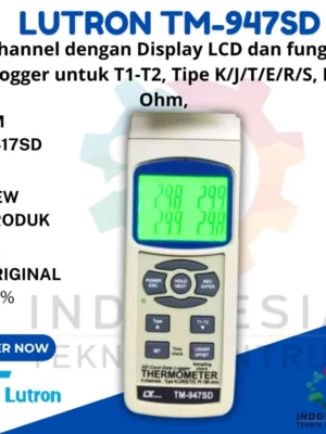 Lutron TM 947SD Channel dengan Display LCD dan fungsi Datalogger untuk T1-T2, Tipe K/J/T/E/R/S, Pt 100 Ohm,