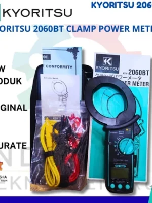 Kyoritsu 2060BT Clamp Power Meter digital untuk mengukur arus AC hingga 1000A, tegangan AC hingga 1000V, daya listrik, faktor daya, dan harmonisa.