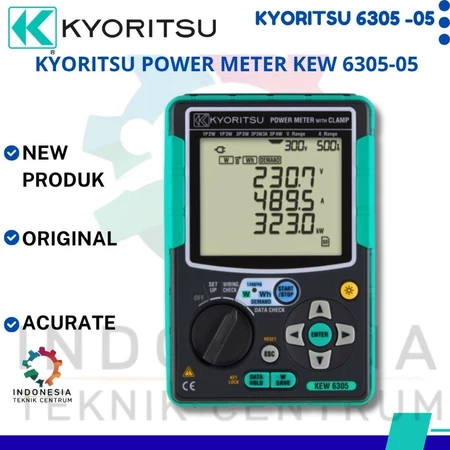 Kyoritsu Power Meter KEW 6305-05 dengan tiga sensor arus fleksibel KEW 8133 hingga 3000A untuk pengukuran daya dan energi listrik Kyoritsu Power Meter KEW 6305-05 dengan tiga sensor arus fleksibel KEW 8133 hingga 3000A untuk pengukuran daya dan energi listrik