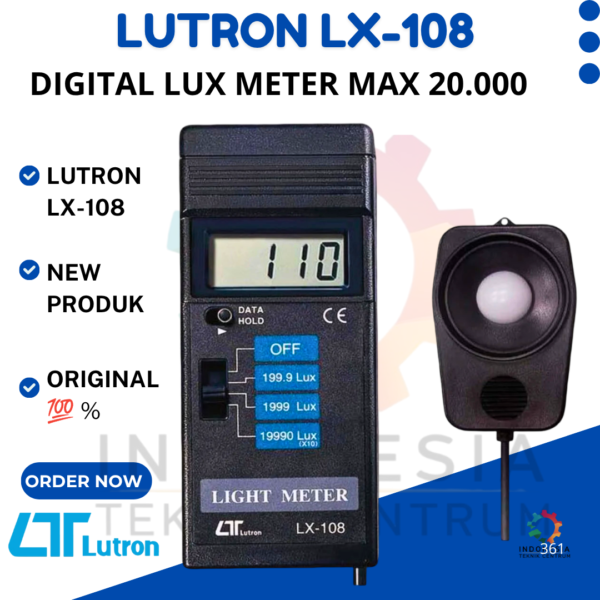 LUTRON LX-108 Digital Lux Meter Max 20.000 Lux LUTRON LX-108 Digital Lux Meter Max 20.000 Lux
