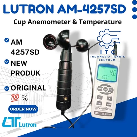Lutron AM-4257SD Cup Anemometer & Temperature alat ukur kecepatan angin dan suhu dengan data logger kartu SD
