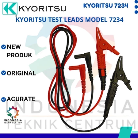 Kyoritsu Test Leads Model 7234 kabel uji multimeter dengan alligator clip panjang 1080 mm dan plug 4 mm