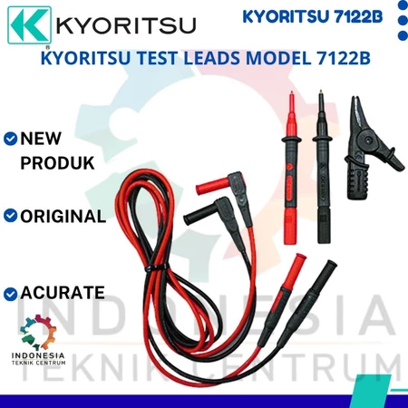 Kyoritsu Test Leads Model 7122B kabel pengujian listrik panjang 1220 mm dengan konektor 4 mm dan klip buaya